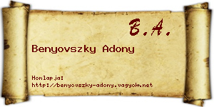 Benyovszky Adony névjegykártya